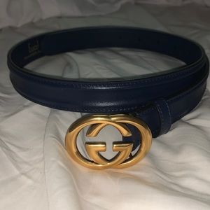 Gucci GG interlocking Navy Leather Belt